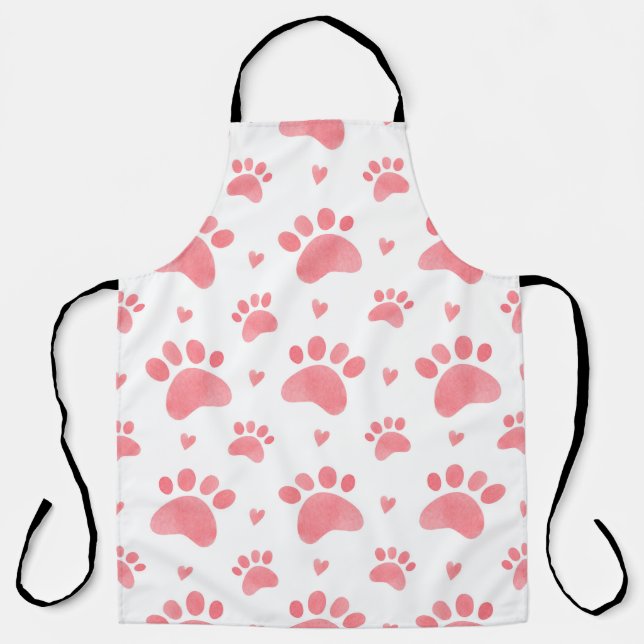 Watercolor seamless pattern of cat paws apron (Front)