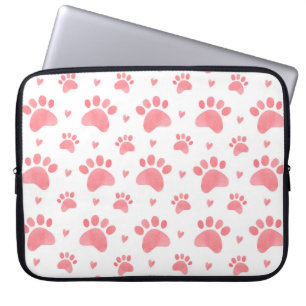 Watercolor seamless pattern of cat paws laptop sleeve