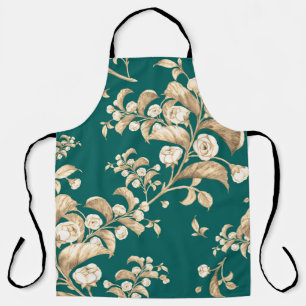 Watercolor seamless pattern of flowering branches, apron