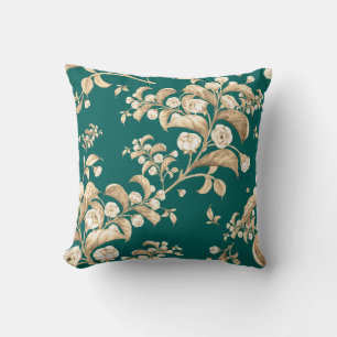 Watercolor seamless pattern of flowering branches, cushion