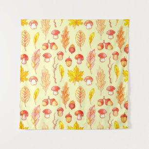 Watercolor seamless pattern of isolated illustrati tapestry