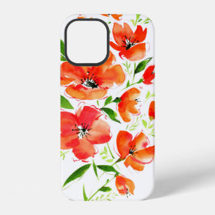 Watercolor seamless pattern orange poppies flowers iPhone 12 case