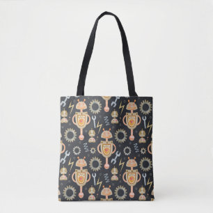Watercolor seamless pattern robots tote bag