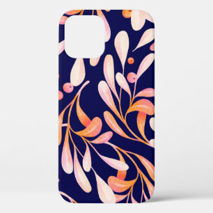 Watercolor seamless pattern. Rustic botanical dark iPhone 12 Case