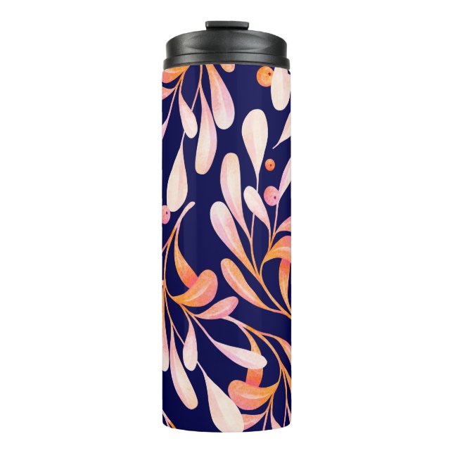 Watercolor seamless pattern. Rustic botanical dark Thermal Tumbler (Front)
