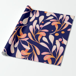 Watercolor seamless pattern. Rustic botanical dark Wrapping Paper