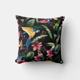 Watercolor seamless pattern, tropical birds, touca cushion