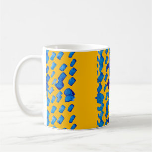 Watercolor seamless pattern with abstract spots an coffee mug