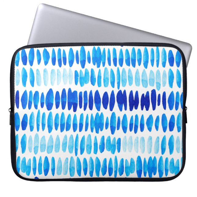Watercolor seamless pattern with blue raindrops laptop sleeve (Front)