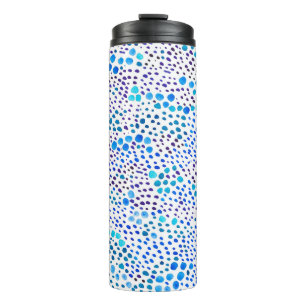 Watercolor seamless pattern with blue spots thermal tumbler