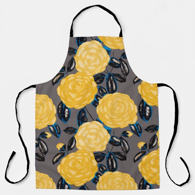 Watercolor seamless pattern with camellia flowers. apron (Front)