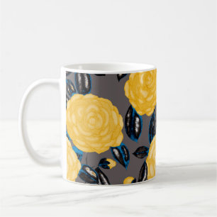 Watercolor seamless pattern with camellia flowers. coffee mug