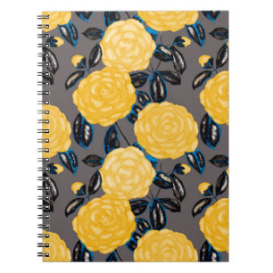 Watercolor seamless pattern with camellia flowers. notebook