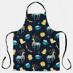 Watercolor seamless pattern with christmas deers g apron