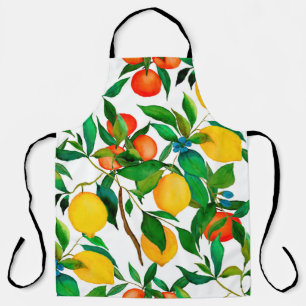 Watercolor seamless pattern with citrus fruits. apron