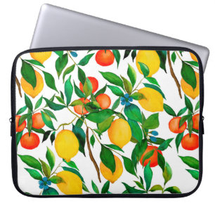Watercolor seamless pattern with citrus fruits. laptop sleeve