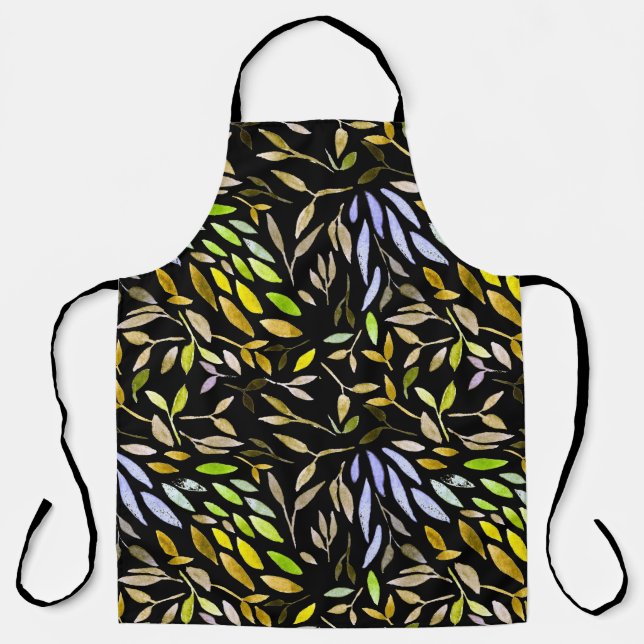 Watercolor seamless pattern with colorful leaves.  apron (Front)