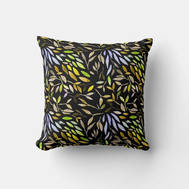 Watercolor seamless pattern with colorful leaves.  cushion (Front)