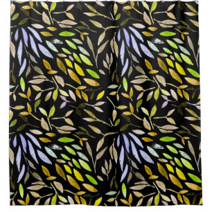 Watercolor seamless pattern with colorful leaves. shower curtain