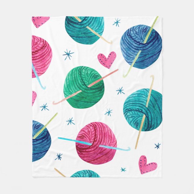 Watercolor seamless pattern with colourful balls o fleece blanket (Front)