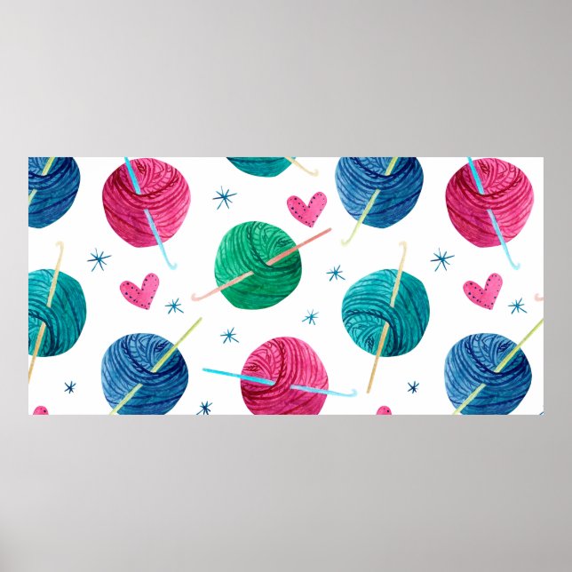 Watercolor seamless pattern with colourful balls o poster (Front)