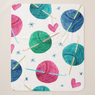 Watercolor seamless pattern with colourful balls o sherpa blanket