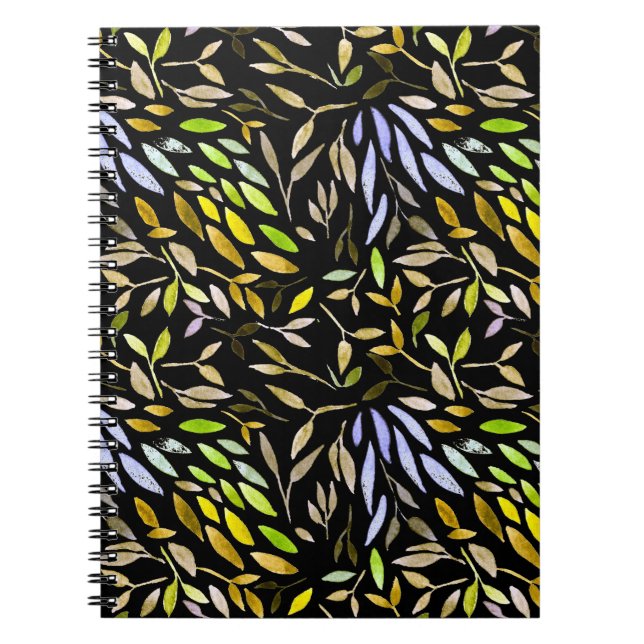 Watercolor seamless pattern with colourful leaves. notebook (Front)