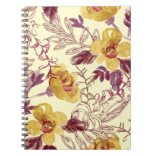Watercolor Seamless Pattern with Contoured Element Notebook