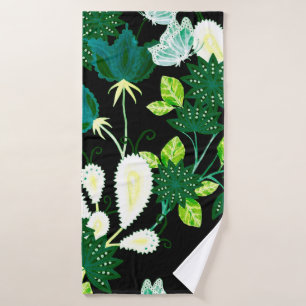Watercolor seamless pattern with fantasy flowers a bath towel