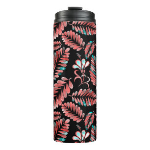 Watercolor seamless pattern with flower background thermal tumbler
