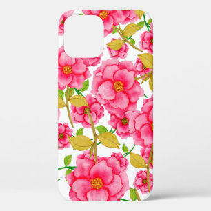 Watercolor seamless pattern with flowers. Vintage iPhone 12 Case