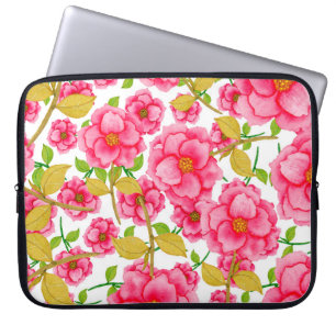 Watercolor seamless pattern with flowers. Vintage Laptop Sleeve