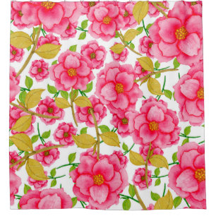 Watercolor seamless pattern with flowers. Vintage Shower Curtain