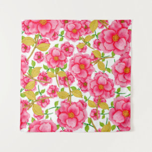 Watercolor seamless pattern with flowers. Vintage  Tapestry