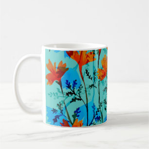 Watercolor seamless pattern with hand drawn simple coffee mug