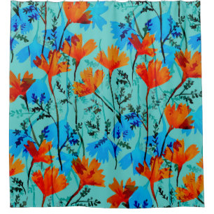 Watercolor seamless pattern with hand drawn simple shower curtain