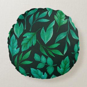 Watercolor seamless pattern with hand painted blue round cushion