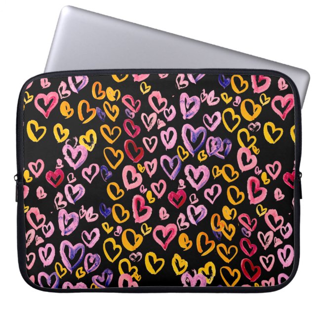 Watercolor seamless pattern with hearts.  laptop sleeve (Front)