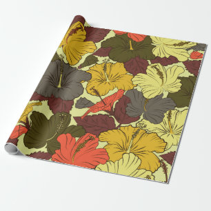 Watercolor seamless pattern with hibiscus flowers wrapping paper