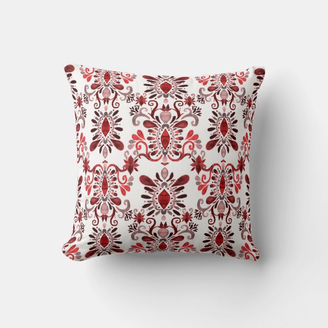 Watercolor seamless pattern with ikat. Tie dye wat Cushion (Front)