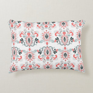Watercolor seamless pattern with ikat. Tie dye wat Decorative Cushion