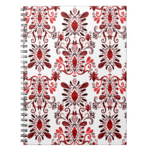 Watercolor seamless pattern with ikat. Tie dye wat Notebook