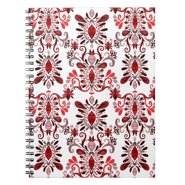 Watercolor seamless pattern with ikat. Tie dye wat Notebook (Front)