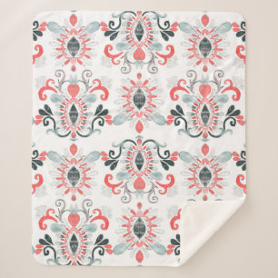 Watercolor seamless pattern with ikat. Tie dye wat Sherpa Blanket