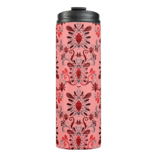 Watercolor seamless pattern with ikat. Tie dye wat Thermal Tumbler