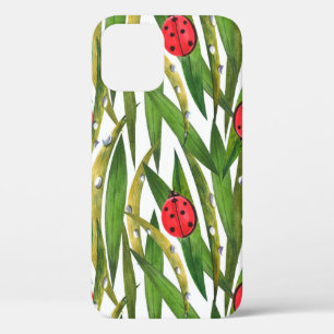 Watercolor seamless pattern with ladybugs. Against iPhone 12 Case