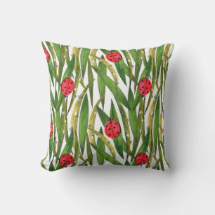 Watercolor seamless pattern with ladybugs. Against Cushion