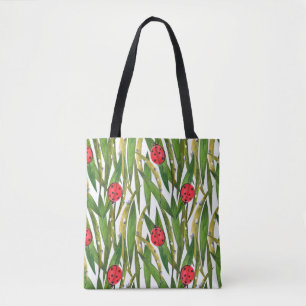 Watercolor seamless pattern with ladybugs. Against Tote Bag