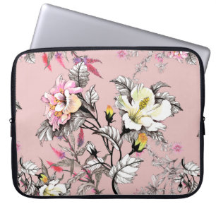 Watercolor seamless pattern with leaves and colorf laptop sleeve