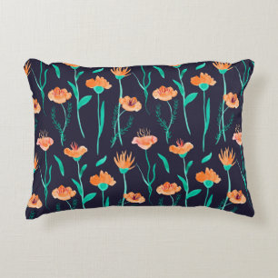 Watercolor seamless pattern with leaves and fantas decorative cushion